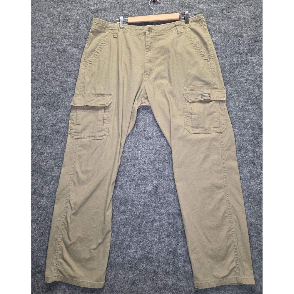 Wrangler Pants Mens 38x32 Beige Relaxed Fit Cargo Stretch Workwear Pockets